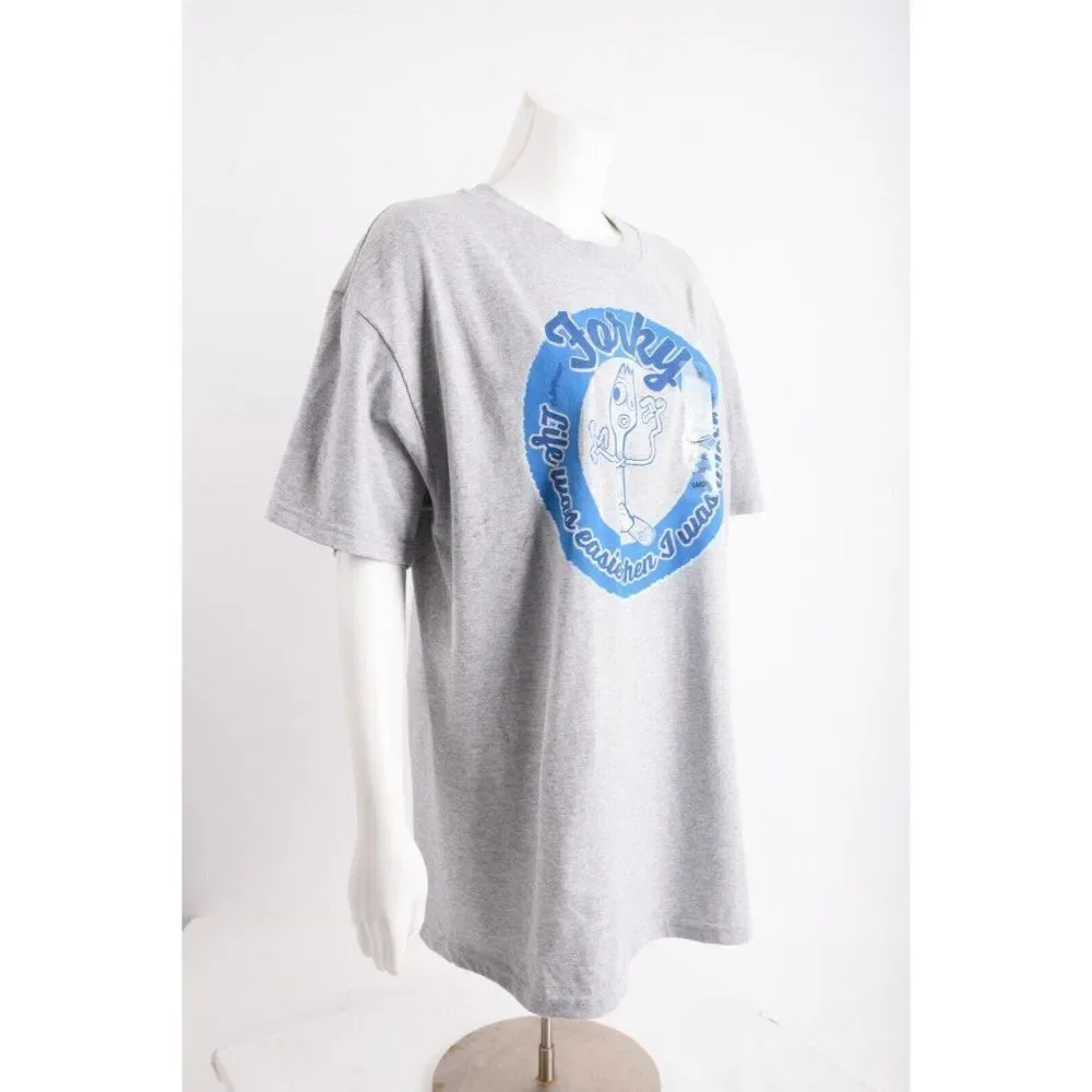 Disney Mens Toy Story 4 FORKY T-Shirt L Gray Life was better when I was Fork NWT
